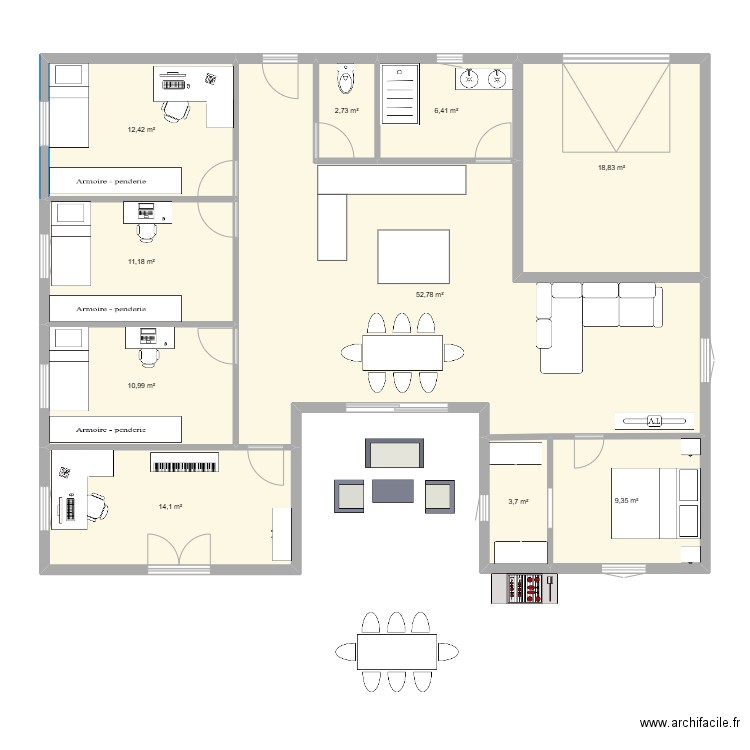 MAISON U NEW. Plan de 10 pièces et 142 m2