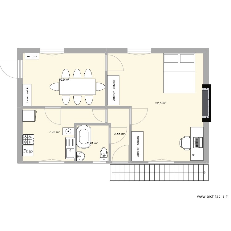 coin pontbriand. Plan de 5 pièces et 47 m2