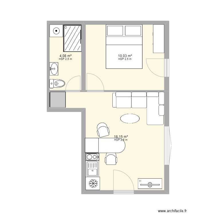 studio 2. Plan de 0 pièce et 0 m2