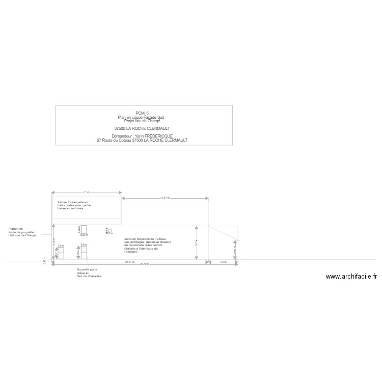 Plan en coupe Façade sud A3  . Plan de 0 pièce et 0 m2