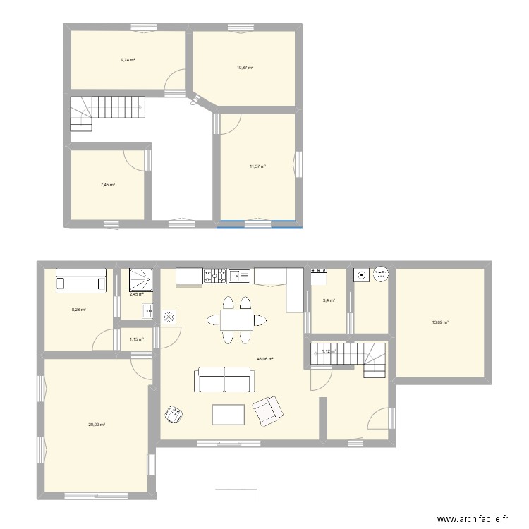 maison. Plan de 12 pièces et 138 m2