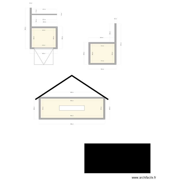 Plan de coupe MODIFIEE. Plan de 3 pièces et 36 m2