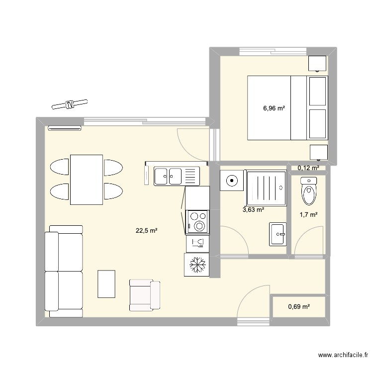 Scénario_2-1-bis. Plan de 6 pièces et 36 m2