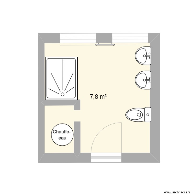 wc homme. Plan de 1 pièce et 8 m2