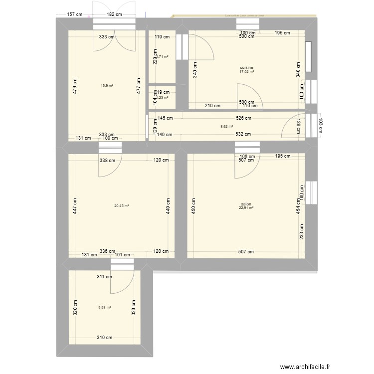 Mado rez de chaussée cotes. Plan de 15 pièces et 186 m2