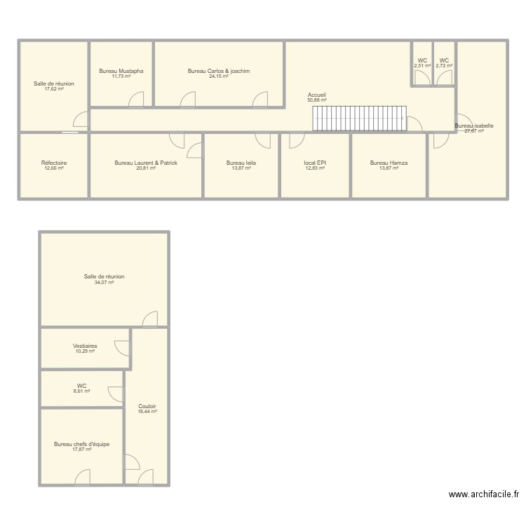 SUEZ CDT GNV admin étage. Plan de 17 pièces et 301 m2