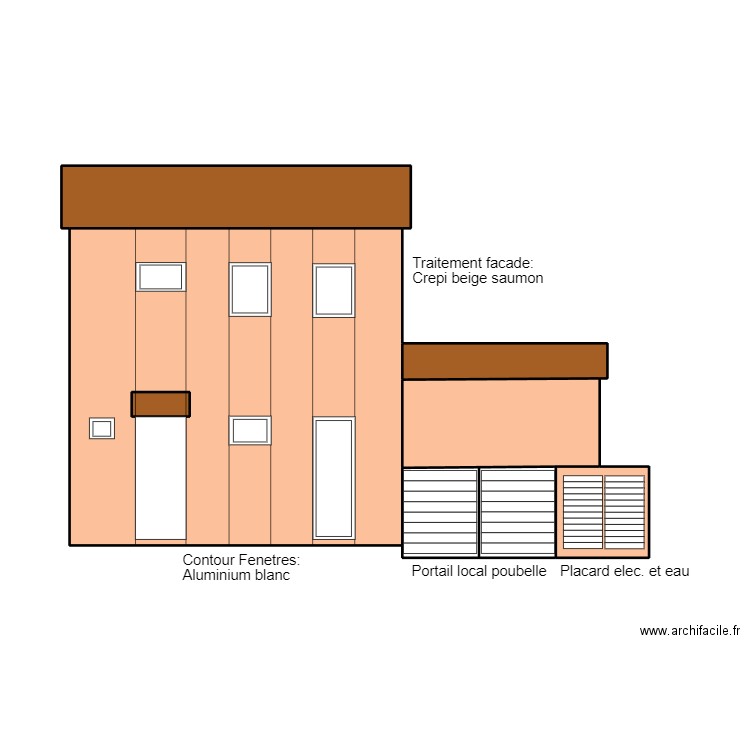 Plan de Façade 4 Etat Initial. Plan de 8 pièces et 47 m2