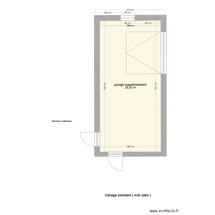 plan de garage Carine. Plan de 1 pièce et 26 m2