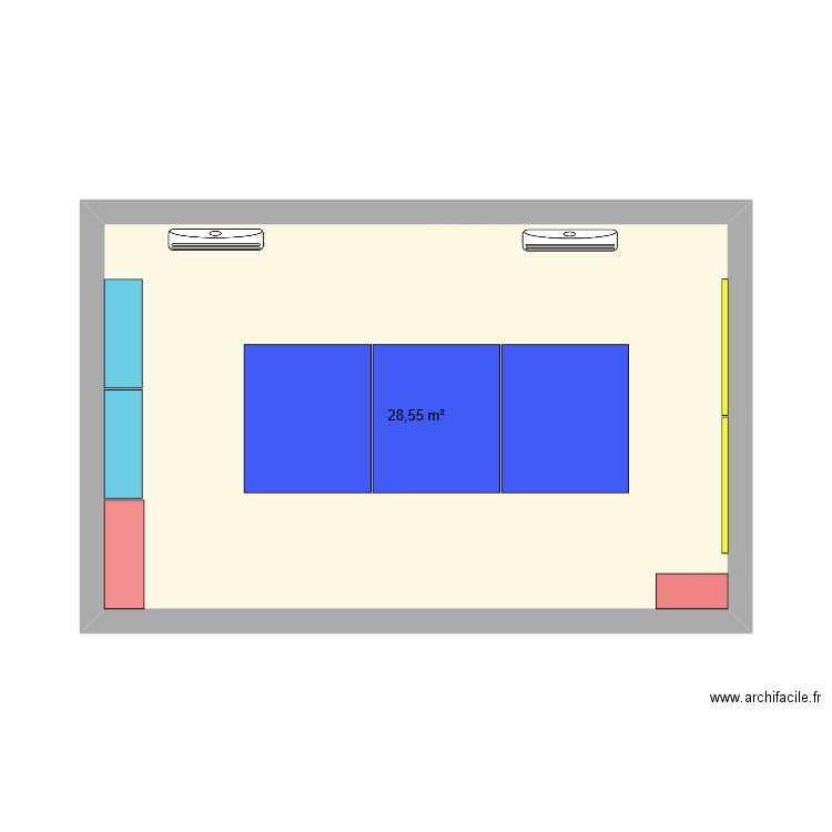 Bureau performmance. Plan de 1 pièce et 29 m2