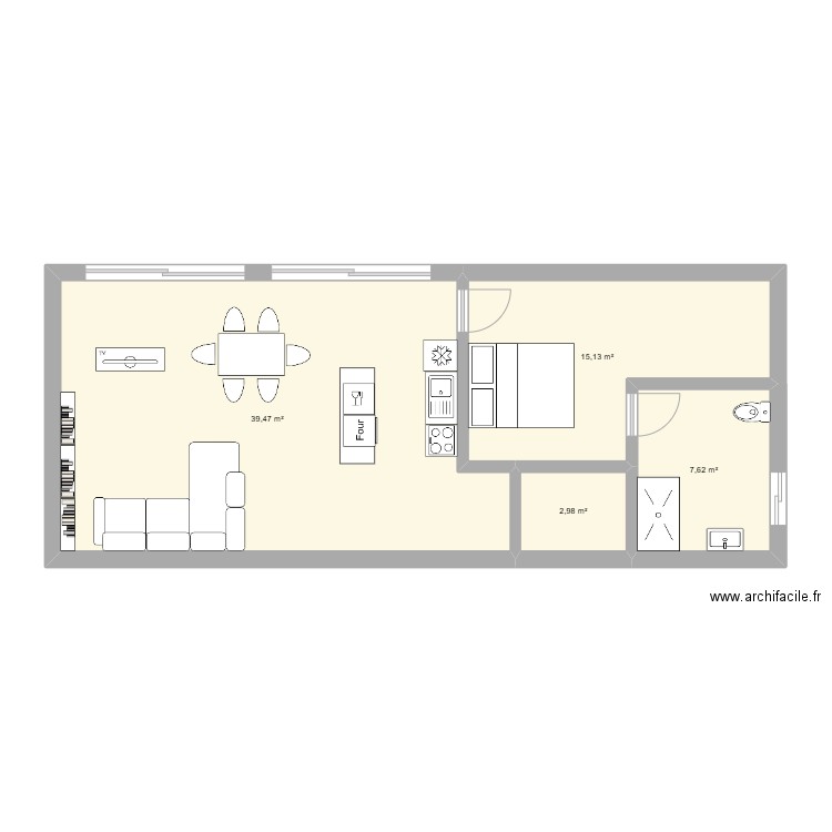 MAISON. Plan de 4 pièces et 65 m2