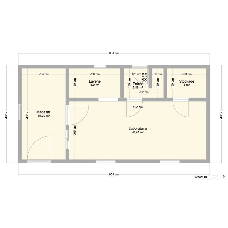  bungalow . Plan de 5 pièces et 40 m2