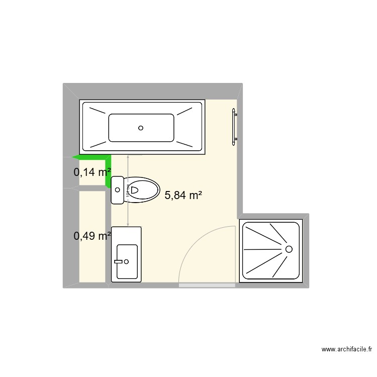 Révillion 2. Plan de 3 pièces et 6 m2