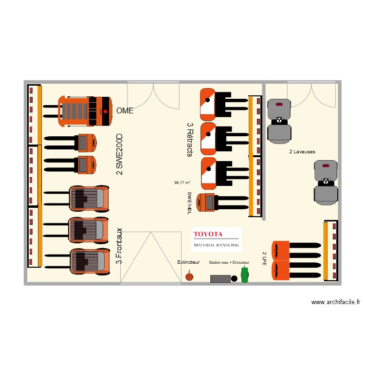 Salle de Charge 2 - SOCOMEC. Plan de 1 pièce et 96 m2