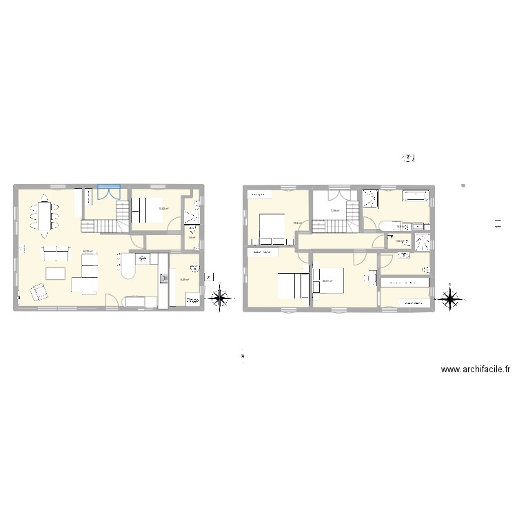 12/8 rdc 1 er etage . Plan de 9 pièces et 164 m2