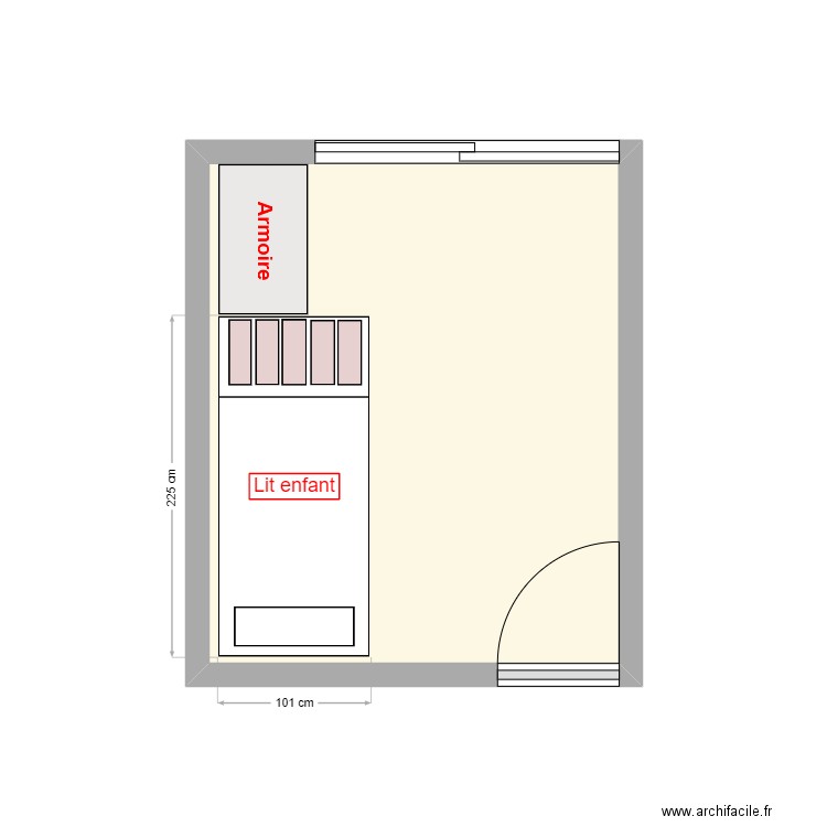 Chambre. Plan de 1 pièce et 9 m2