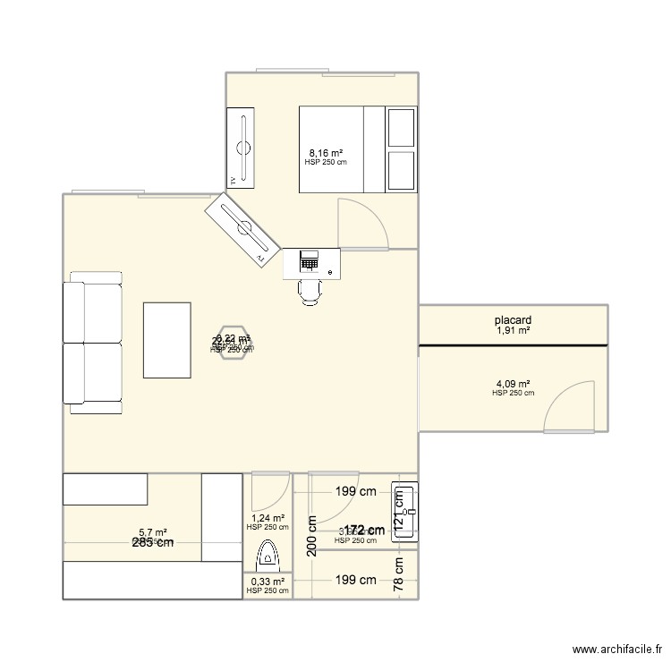 PLAN ACTUEK. Plan de 9 pièces et 48 m2