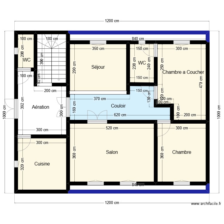 plan 12mx10m Client 46 48 23 05. Plan de 12 pièces et 99 m2