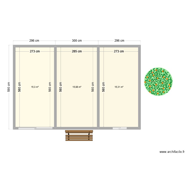 Plan 1. Plan de 3 pièces et 47 m2