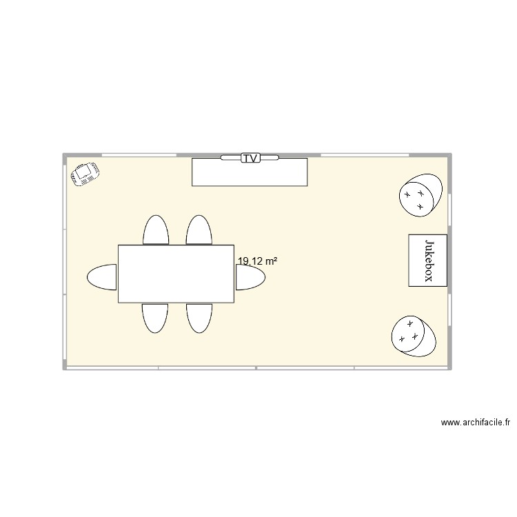 Aménagement véranda. Plan de 1 pièce et 19 m2