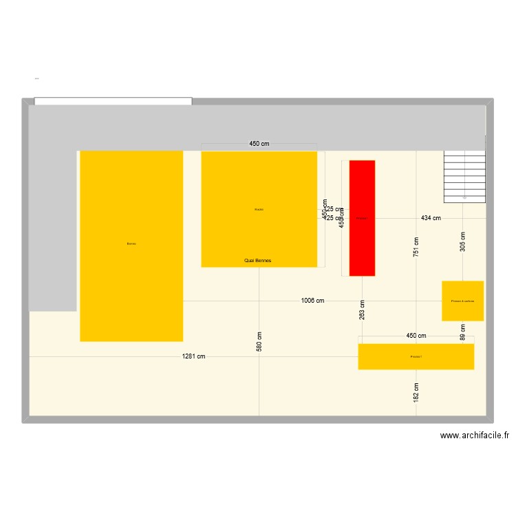 quai benne. Plan de 1 pièce et 215 m2