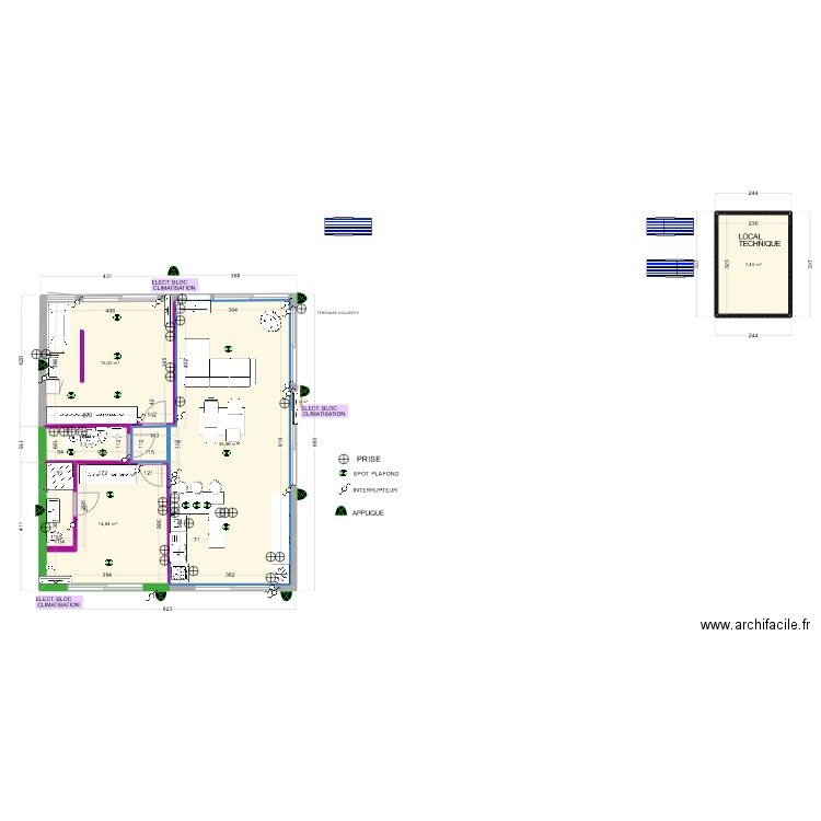 DEVOIS LOT B  MESURES elect. Plan de 5 pièces et 77 m2