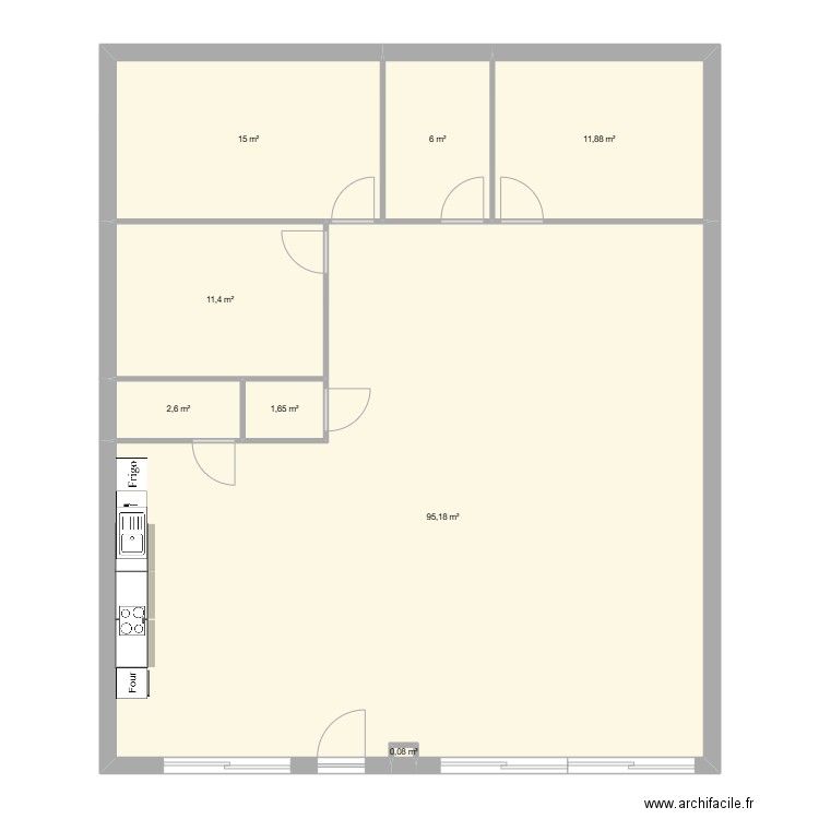 Projet grange 3. Plan de 8 pièces et 144 m2