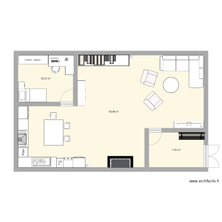 plan petit appart . Plan de 3 pièces et 79 m2