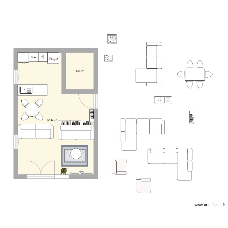 pleyel2. Plan de 2 pièces et 37 m2