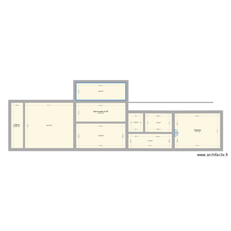 villac 1°. Plan de 9 pièces et 98 m2