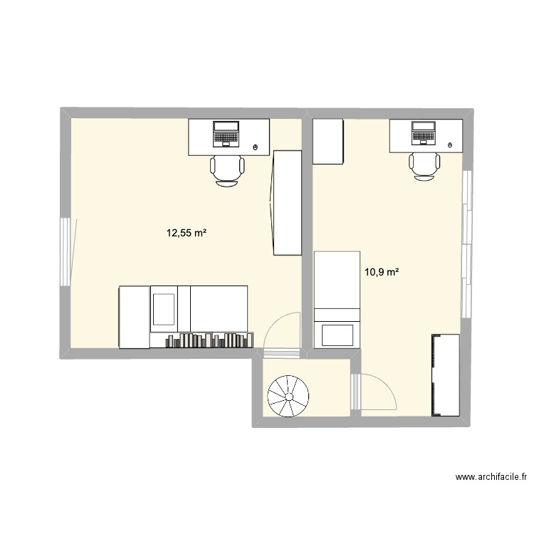 appartement Frochot. Plan de 3 pièces et 48 m2