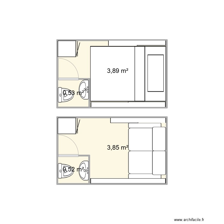 Aménagement trafic. Plan de 4 pièces et 9 m2