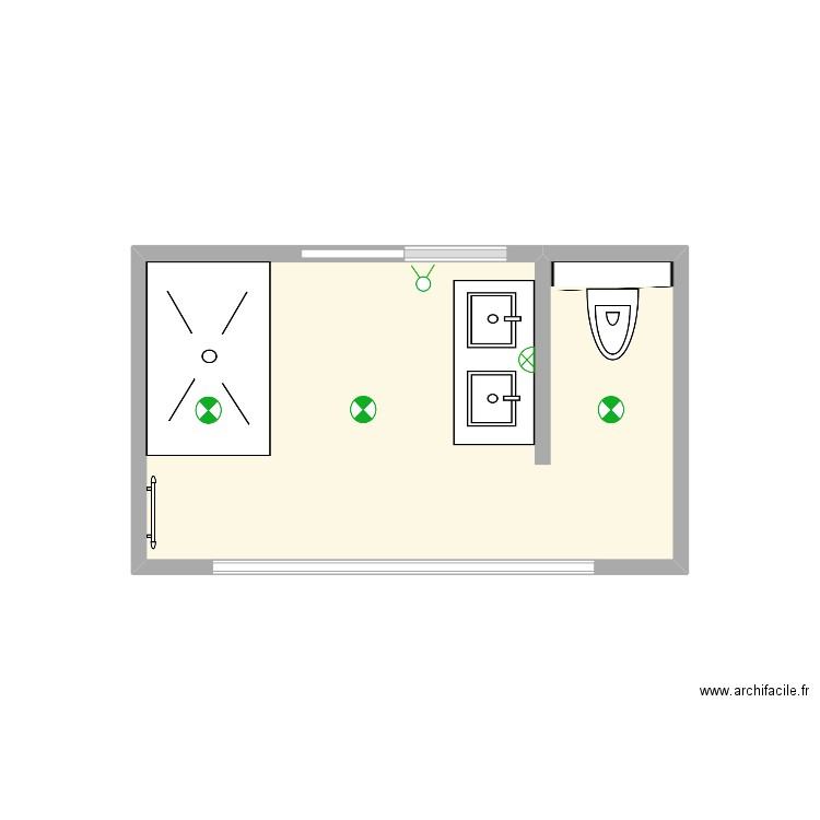 Salle de Bain parents. Plan de 1 pièce et 8 m2