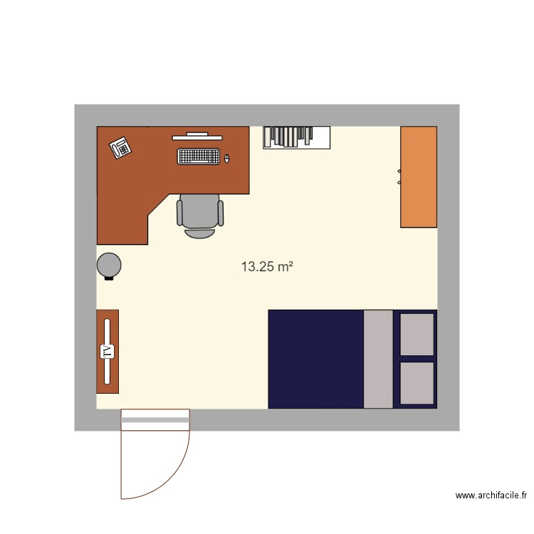 maison. Plan de 1 pièce et 13 m2