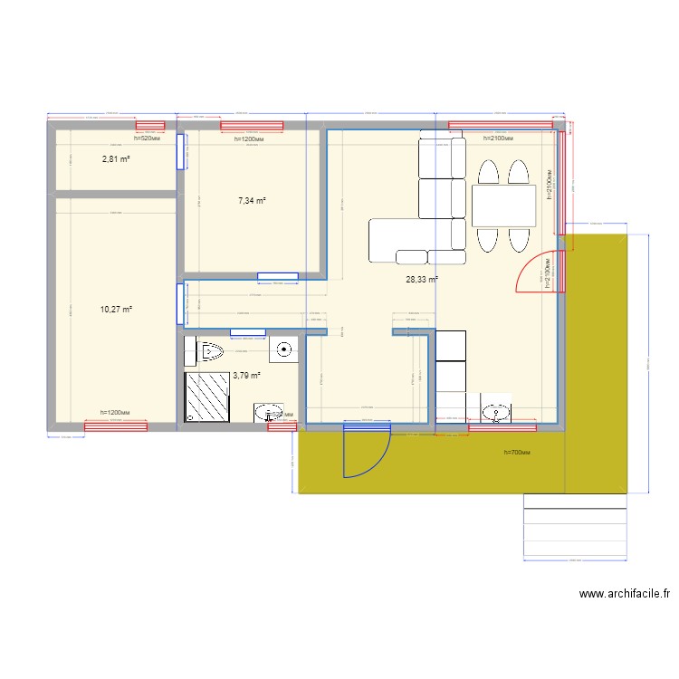 Наталья Пушкино. Plan de 6 pièces et 63 m2