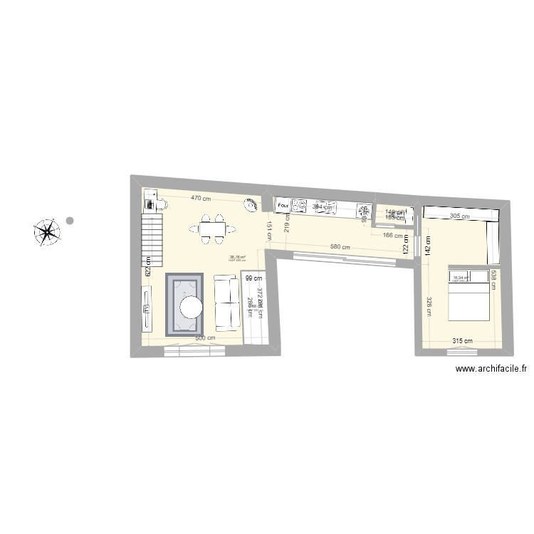 Plan RDC (VARIANTE 1). Plan de 8 pièces et 135 m2