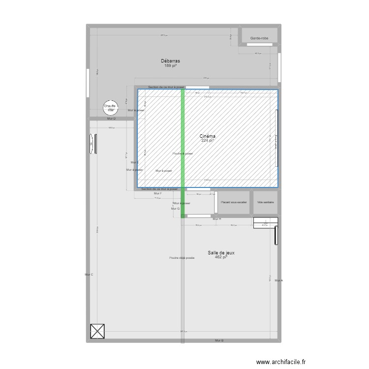 Sous-sol-non-meublé. Plan de 7 pièces et 85 m2