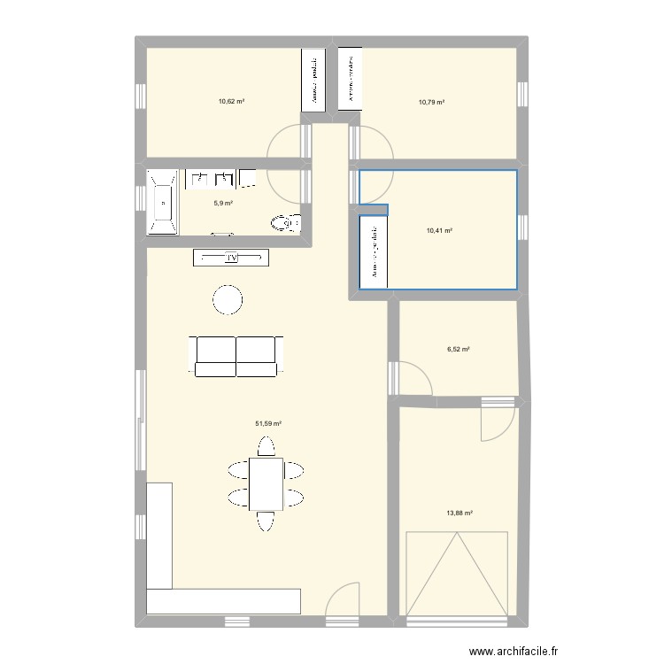 Plan. Plan de 7 pièces et 110 m2