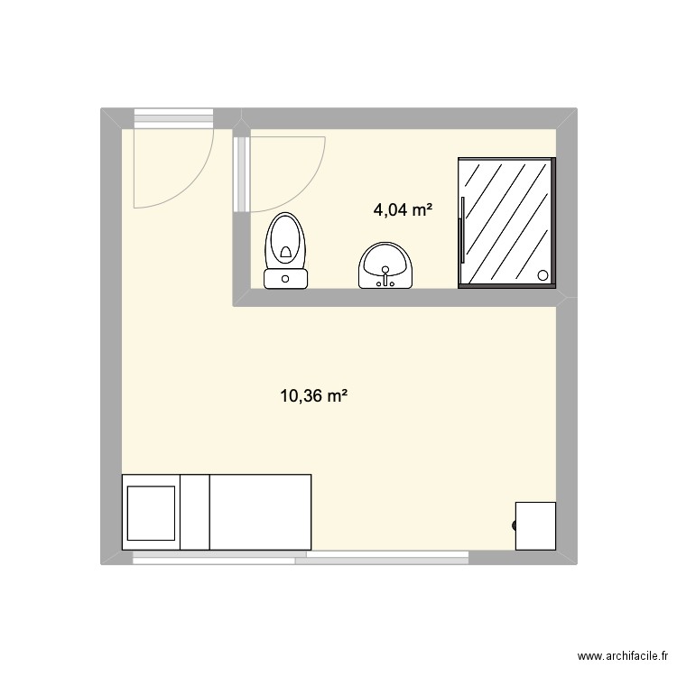 Projet Éco habitat . Plan de 2 pièces et 14 m2