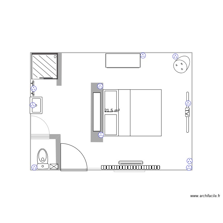 chambre grange. Plan de 1 pièce et 22 m2