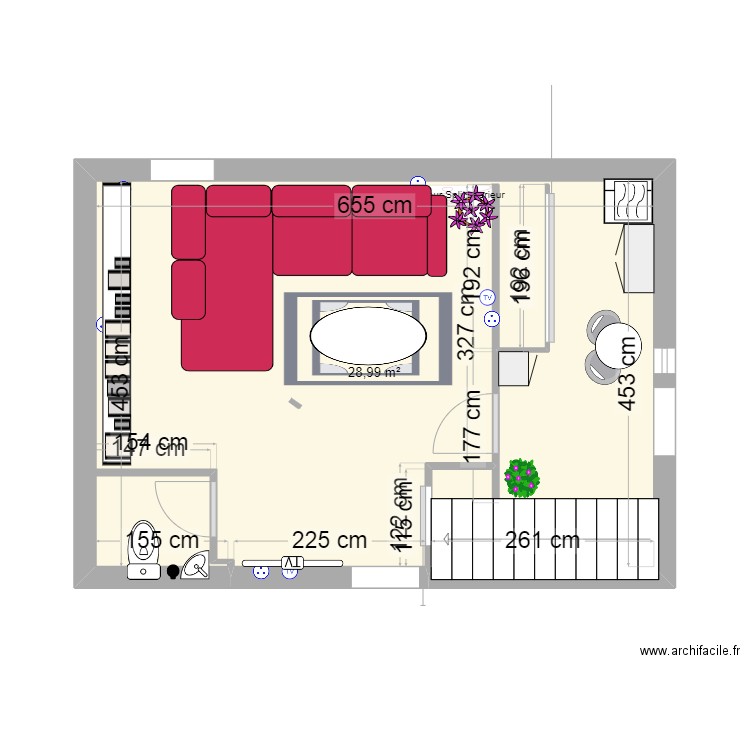 SALON. Plan de 1 pièce et 29 m2