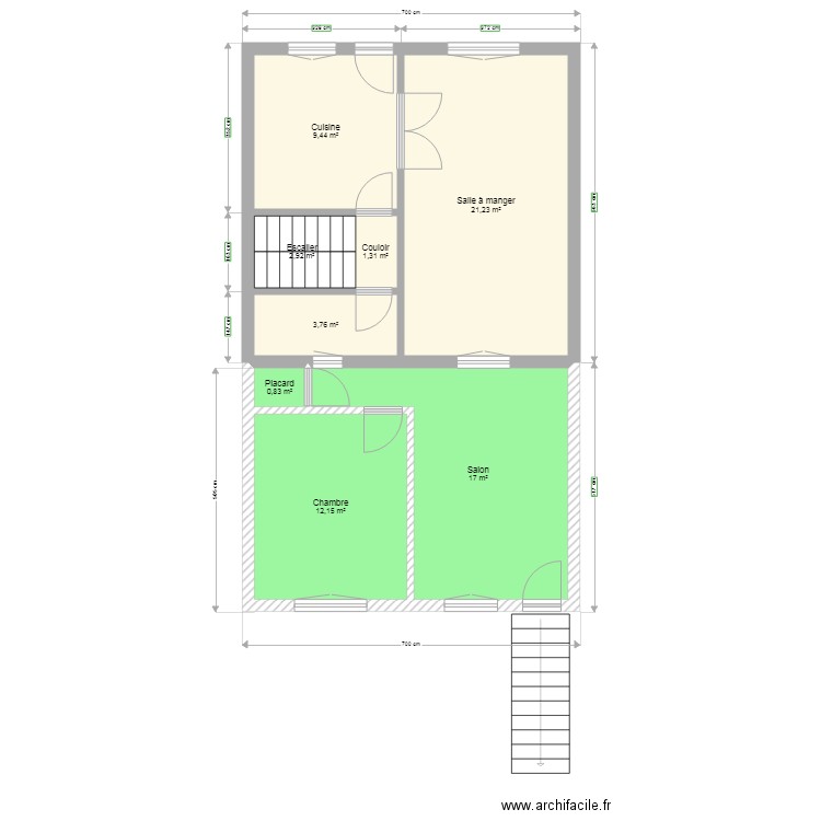 Rdc novo . Plan de 8 pièces et 69 m2