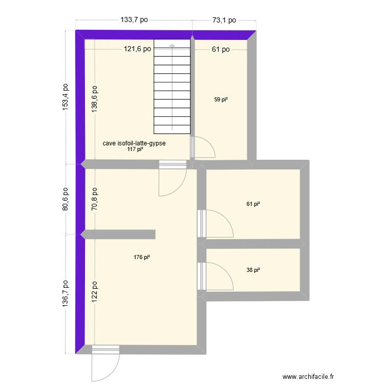 409 dequen . Plan de 5 pièces et 42 m2