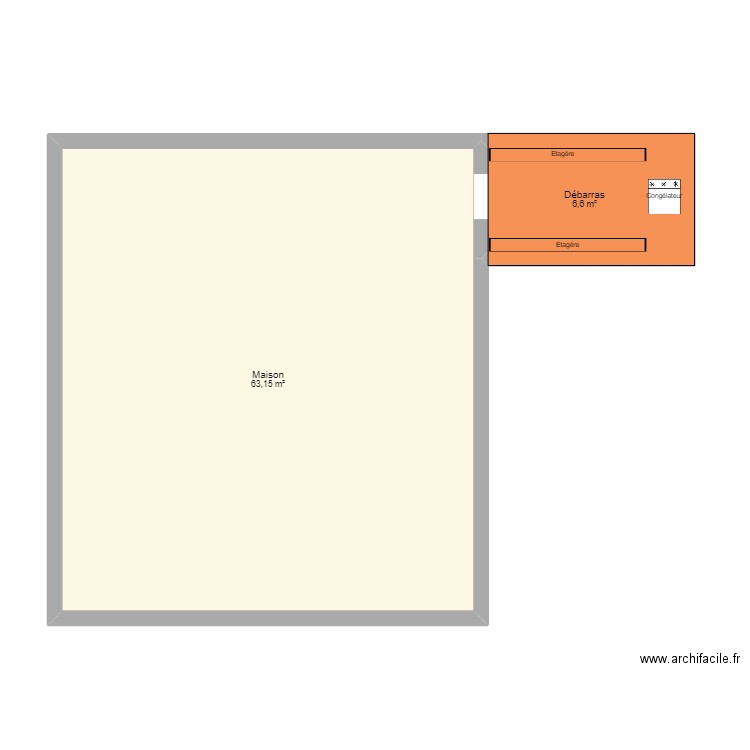 cellier. Plan de 2 pièces et 70 m2