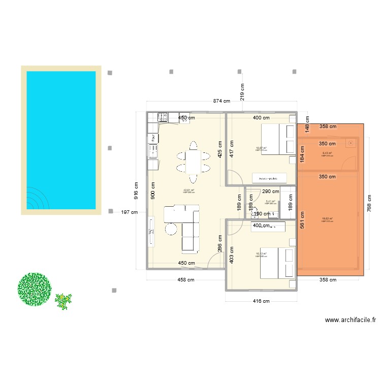 Projet 03. Plan de 6 pièces et 107 m2