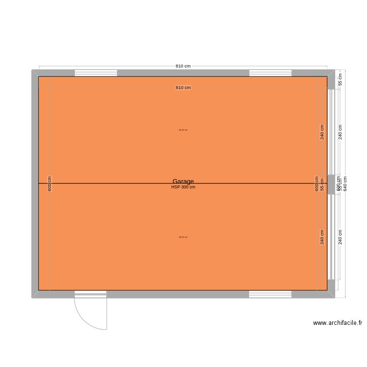 garage. Plan de 1 pièce et 49 m2