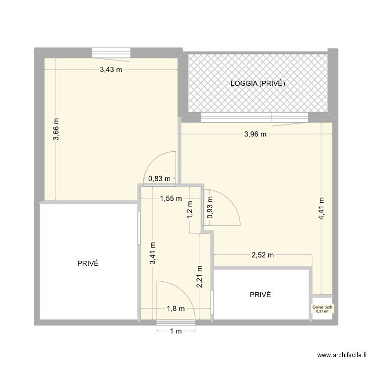 CabBIS. Plan de 6 pièces et 48 m2