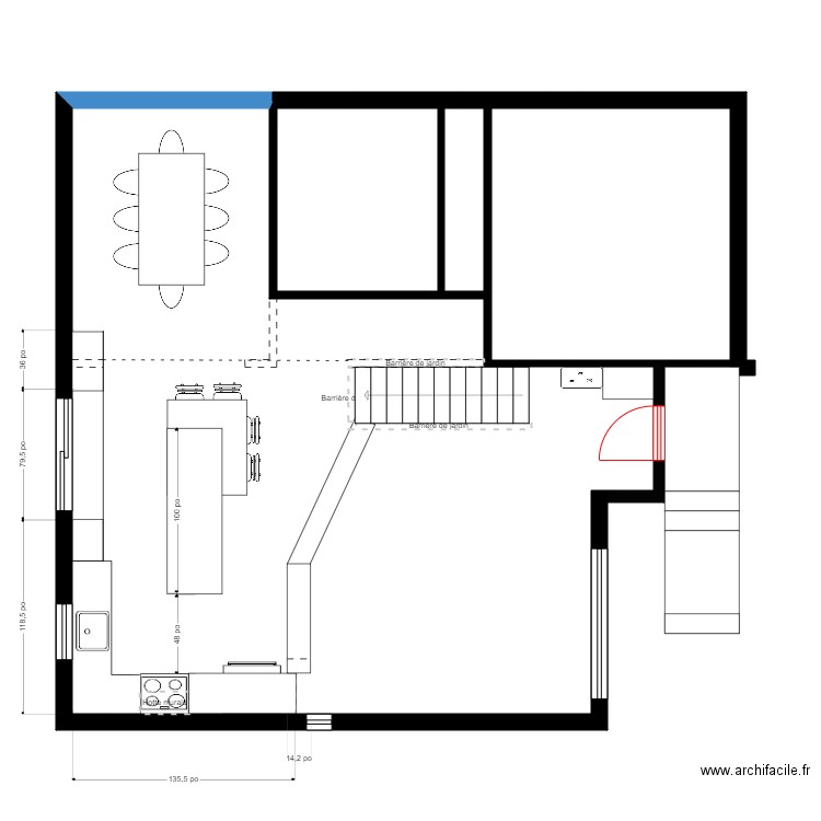 diane entree. Plan de 2 pièces et 9 m2