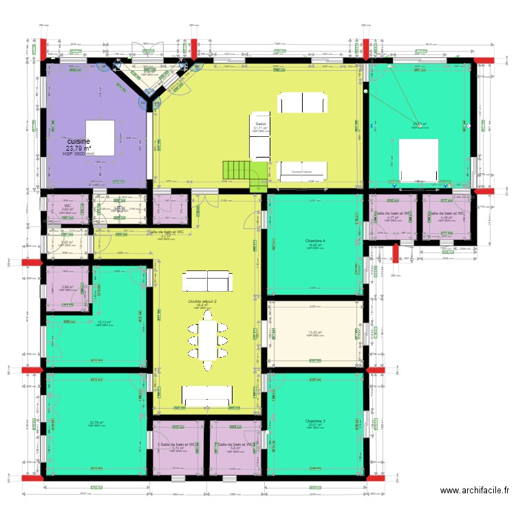 perfect . Plan de 19 pièces et 279 m2