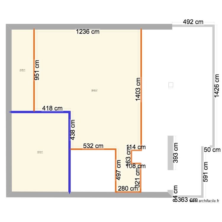 la grange plancher. Plan de 6 pièces et 356 m2