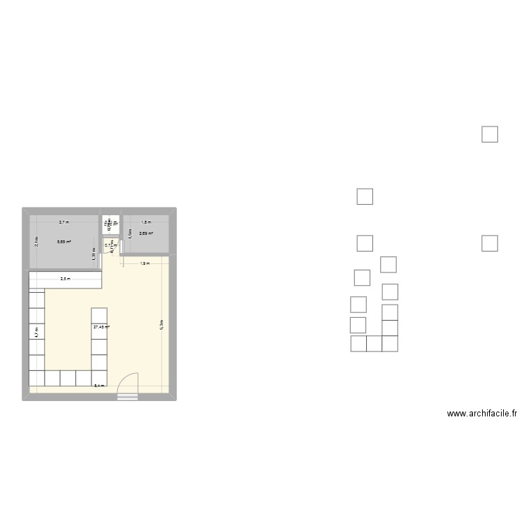 Plan. Plan de 4 pièces et 36 m2